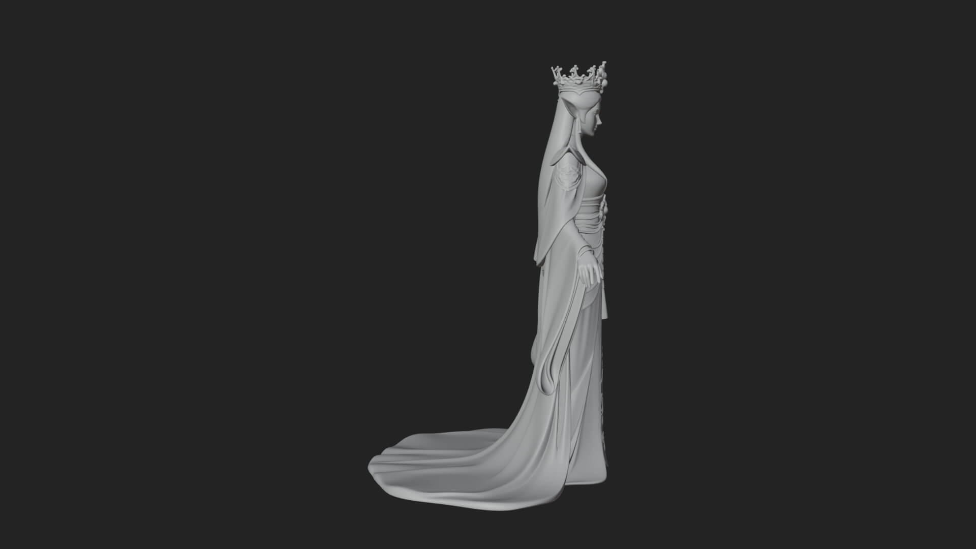 Elven Queen Statue Design 6 3D Print Model 3D Model