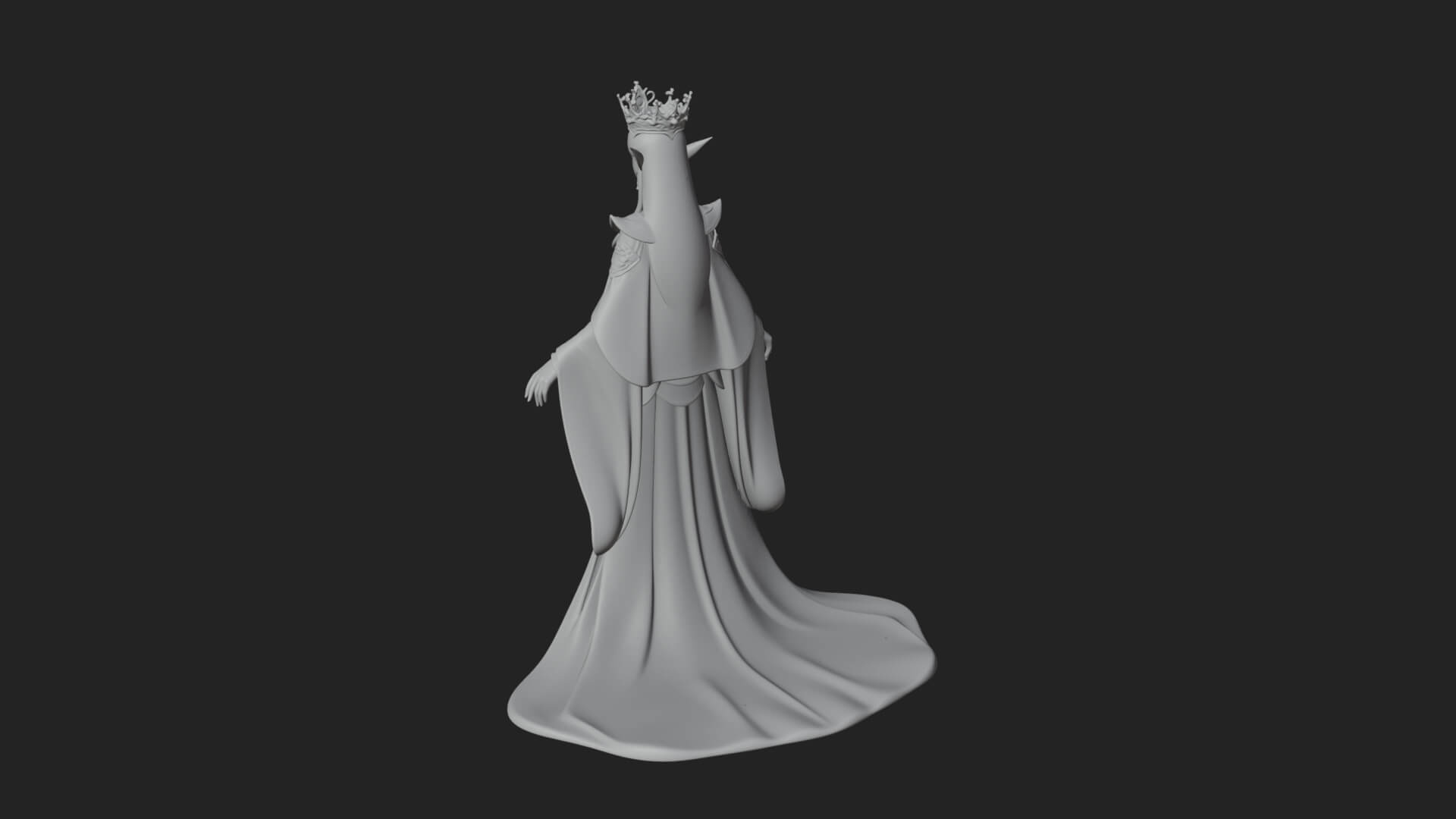 Elven Queen Statue Design 6 3D Print Model 3D Model