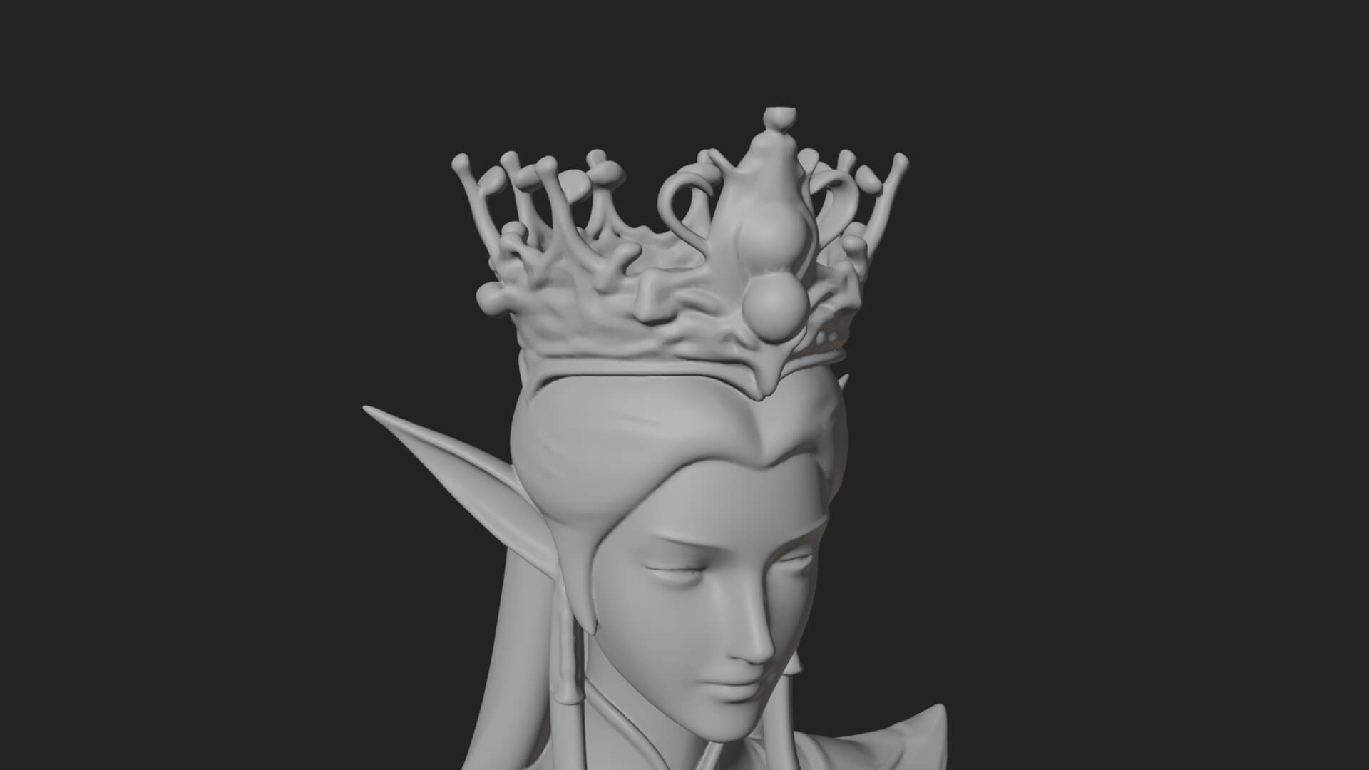 Elven Queen Statue Design 6 3D Print Model 3D Model