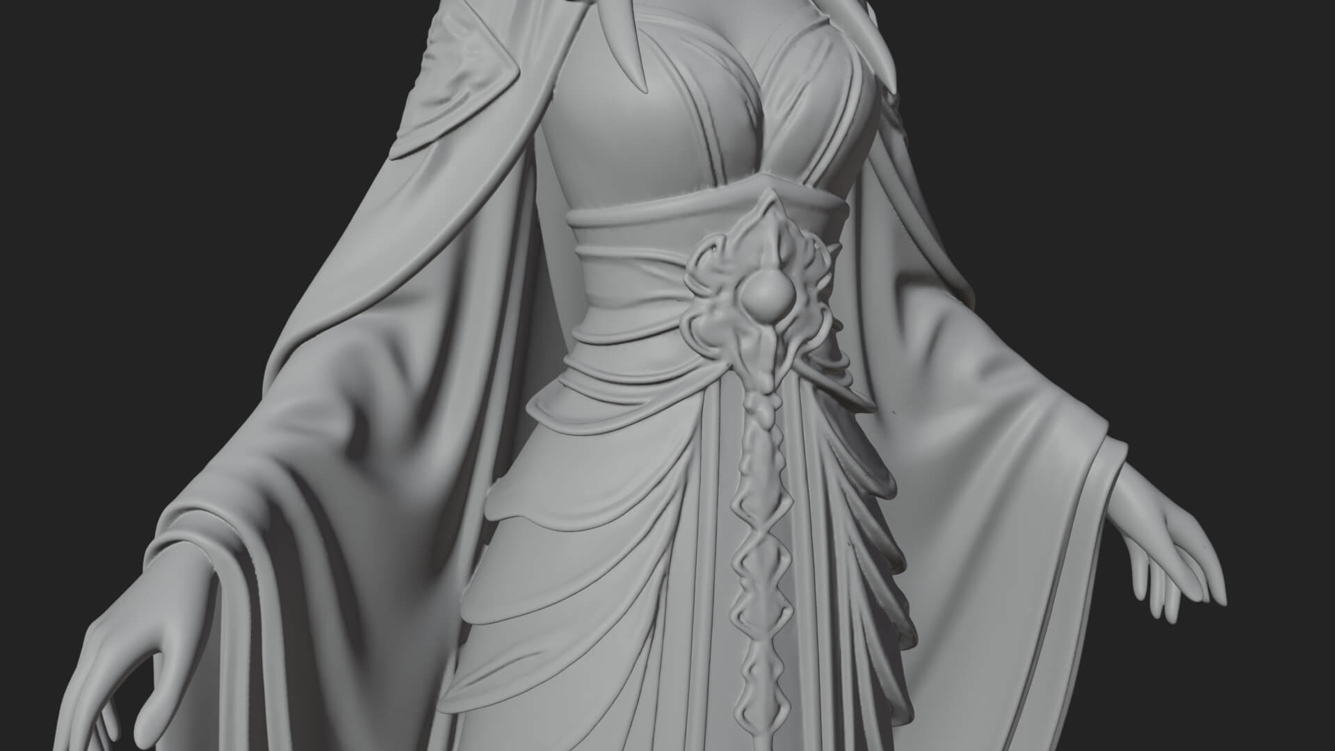 Elven Queen Statue Design 6 3D Print Model 3D Model