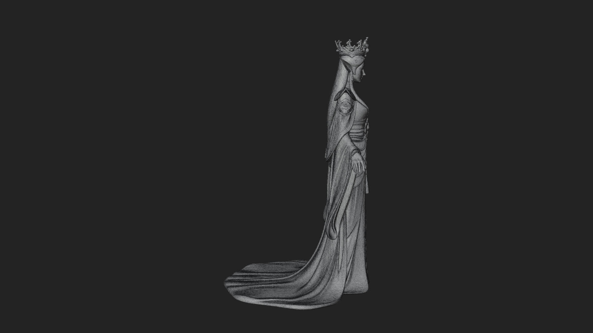 Elven Queen Statue Design 6 3D Print Model 3D Model