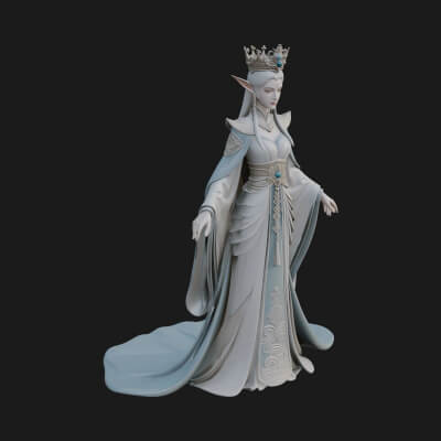 Elven Queen Statue Design 6 3D Print Model