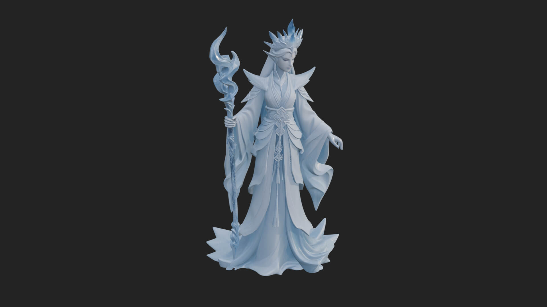 Elven Queen Statue Design 7 3D Print Model 3D Model