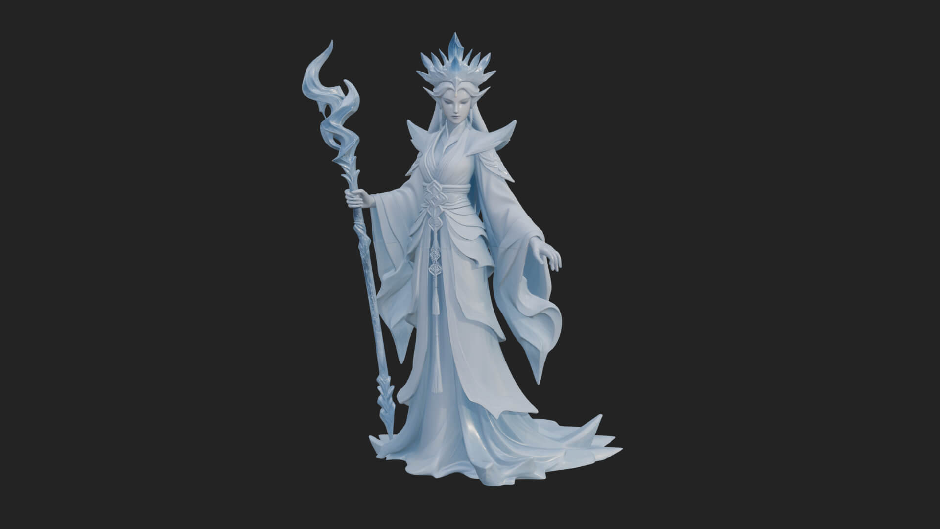 Elven Queen Statue Design 7 3D Print Model 3D Model