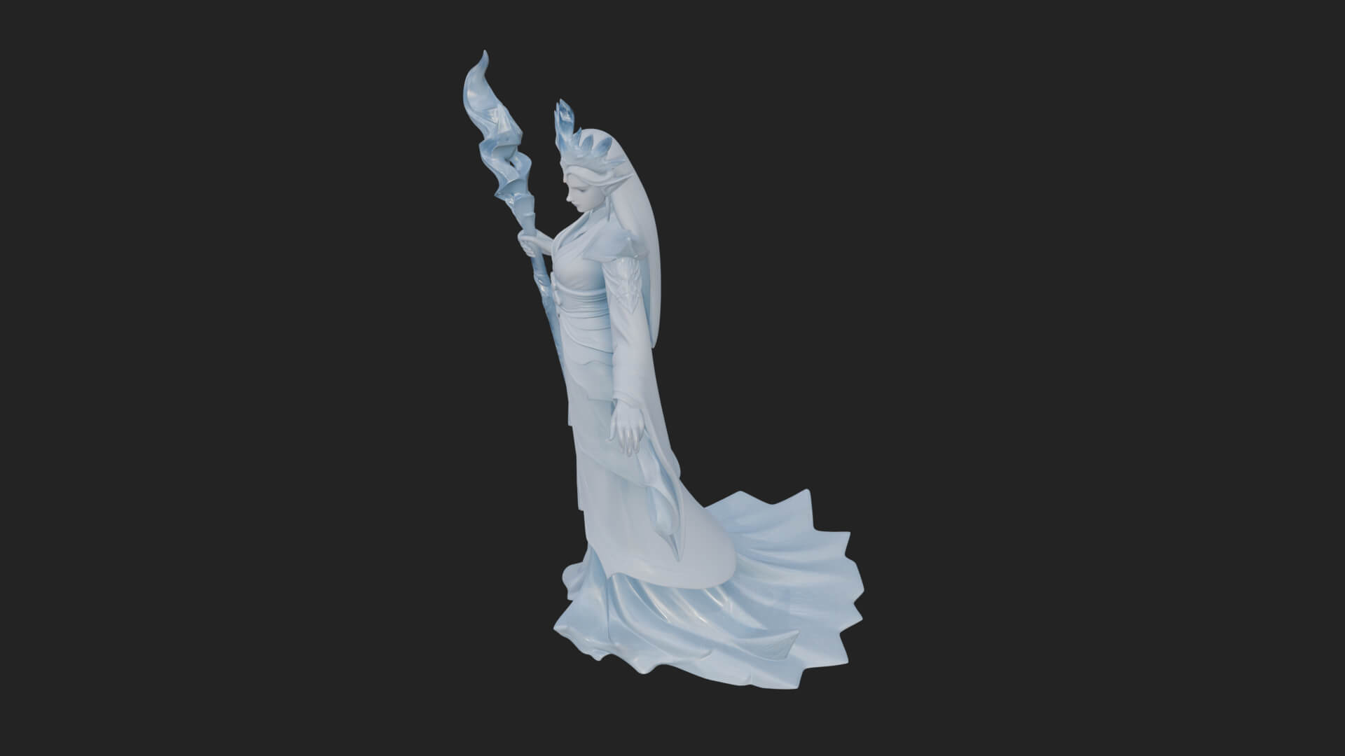 Elven Queen Statue Design 7 3D Print Model 3D Model