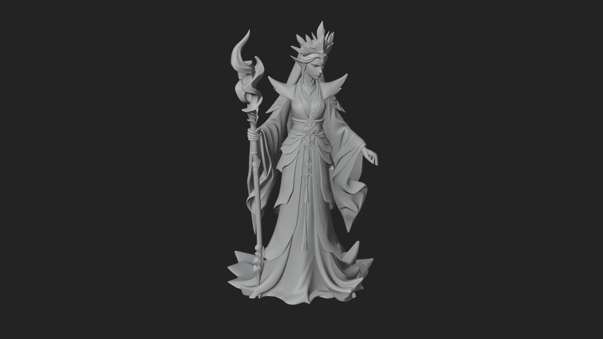 Elven Queen Statue Design 7 3D Print Model 3D Model