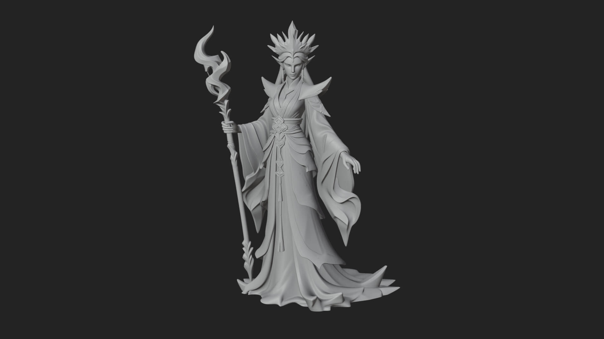 Elven Queen Statue Design 7 3D Print Model 3D Model