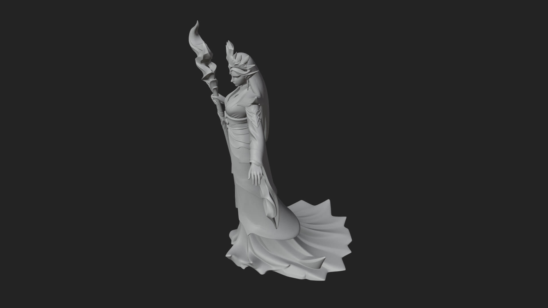Elven Queen Statue Design 7 3D Print Model 3D Model