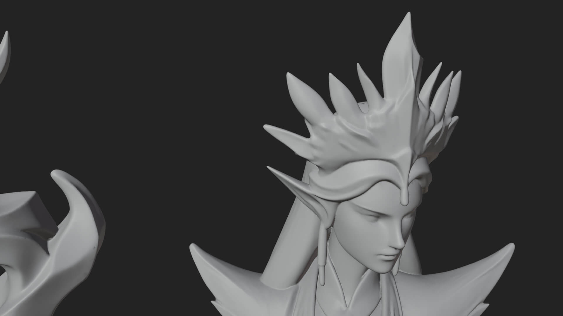 Elven Queen Statue Design 7 3D Print Model 3D Model