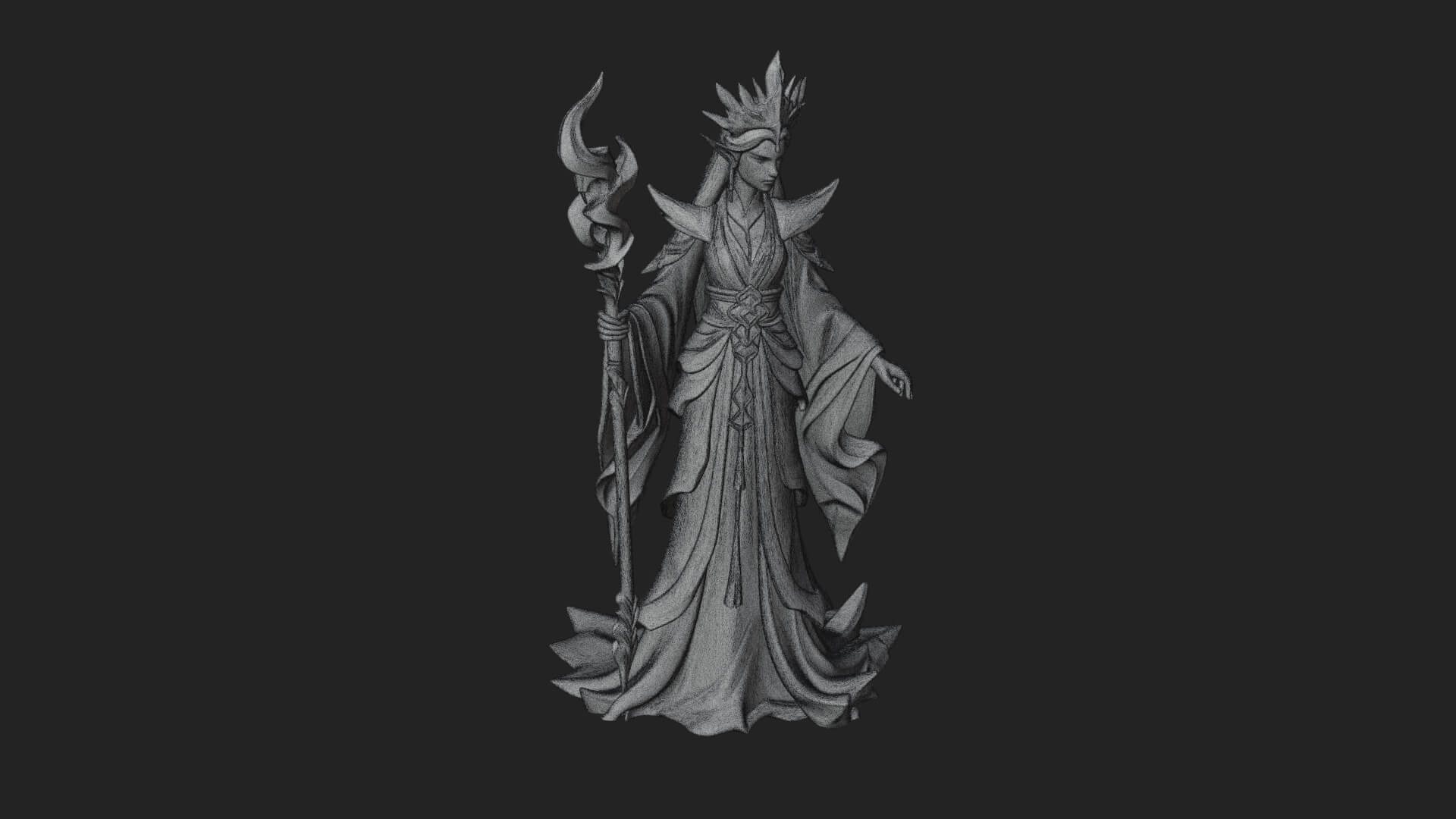Elven Queen Statue Design 7 3D Print Model 3D Model