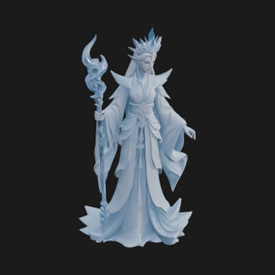 Elven Queen Statue Design 7 3D Print Model