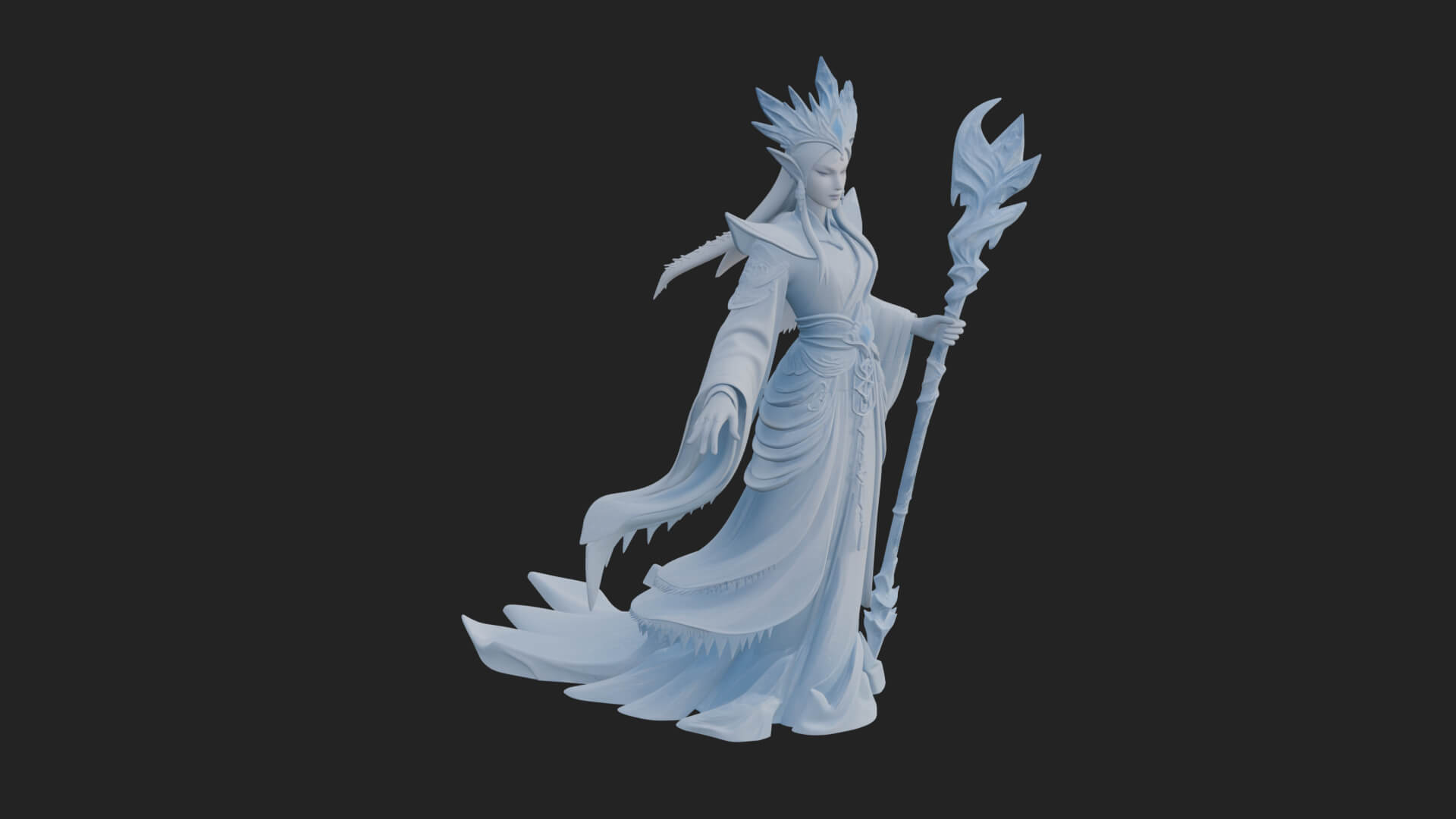 Elven Queen Statue Design 8 3D Print Model 3D Model