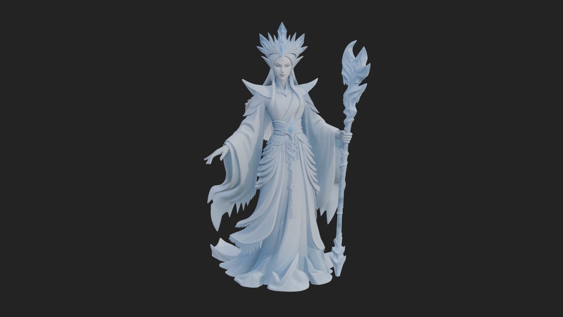 Elven Queen Statue Design 8 3D Print Model 3D Model
