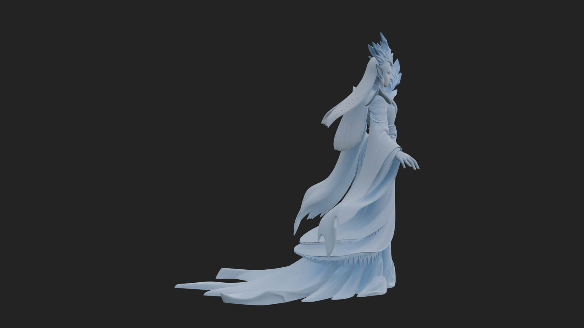 Elven Queen Statue Design 8 3D Print Model 3D Model