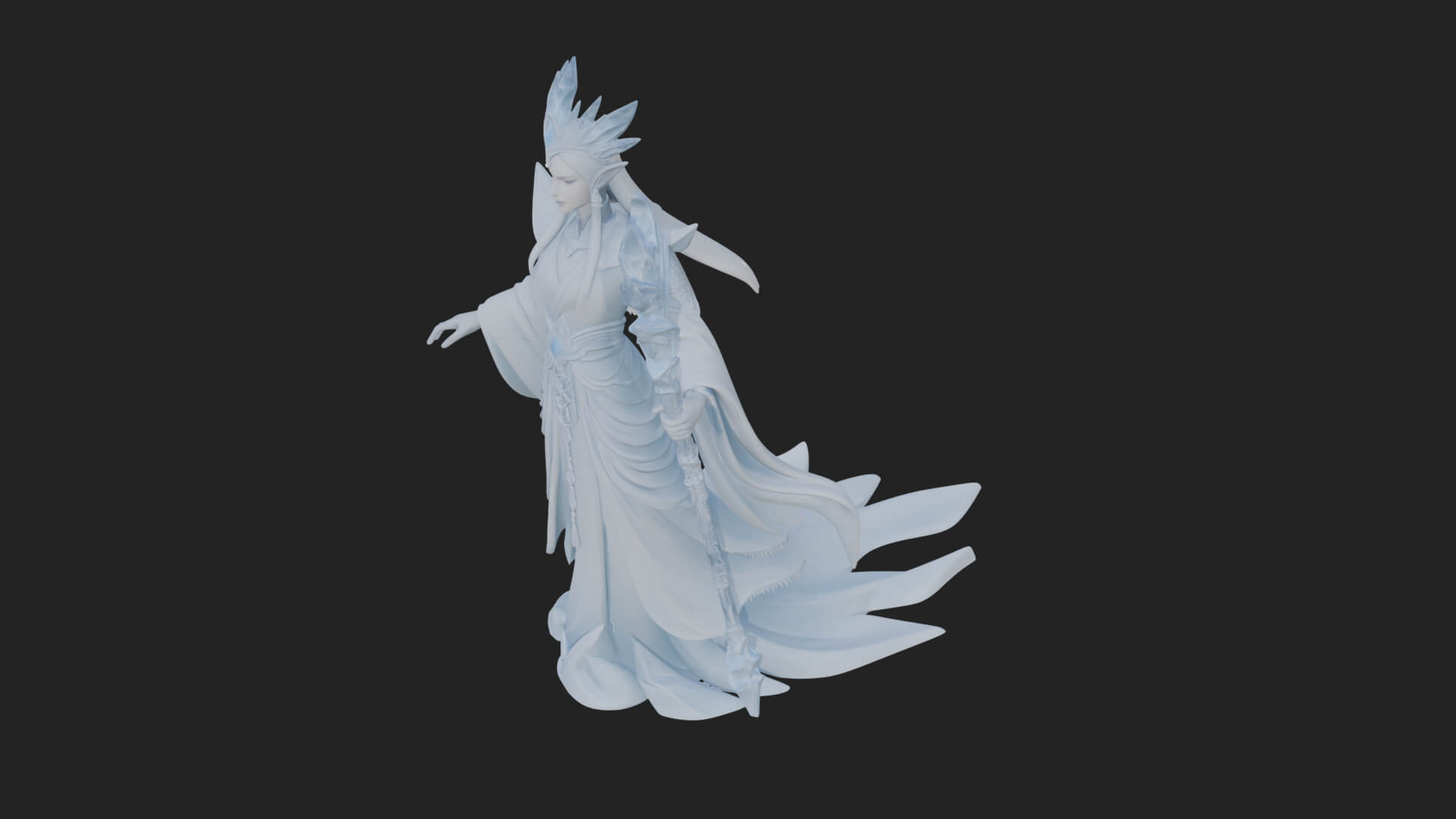 Elven Queen Statue Design 8 3D Print Model 3D Model