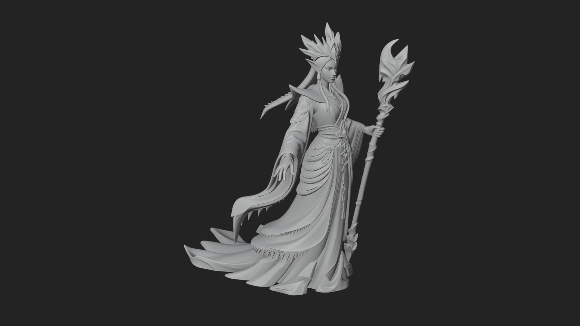 Elven Queen Statue Design 8 3D Print Model 3D Model
