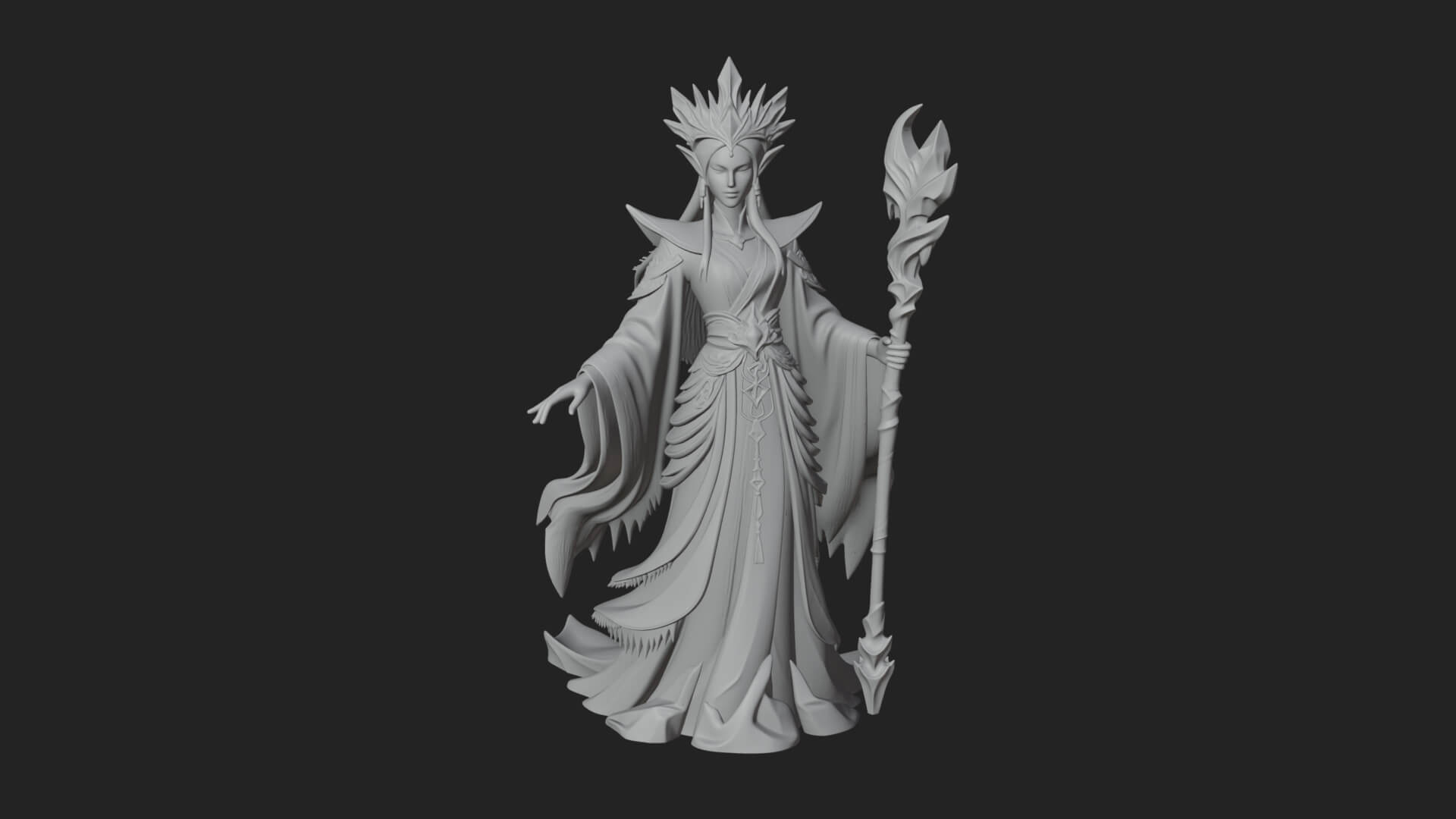 Elven Queen Statue Design 8 3D Print Model 3D Model