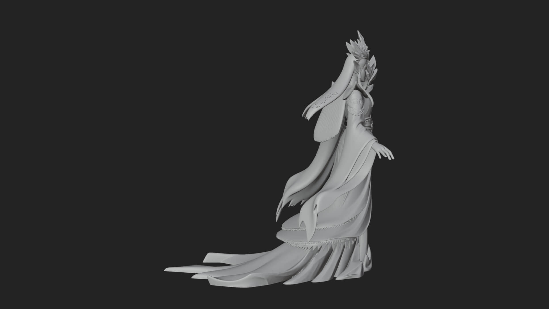 Elven Queen Statue Design 8 3D Print Model 3D Model