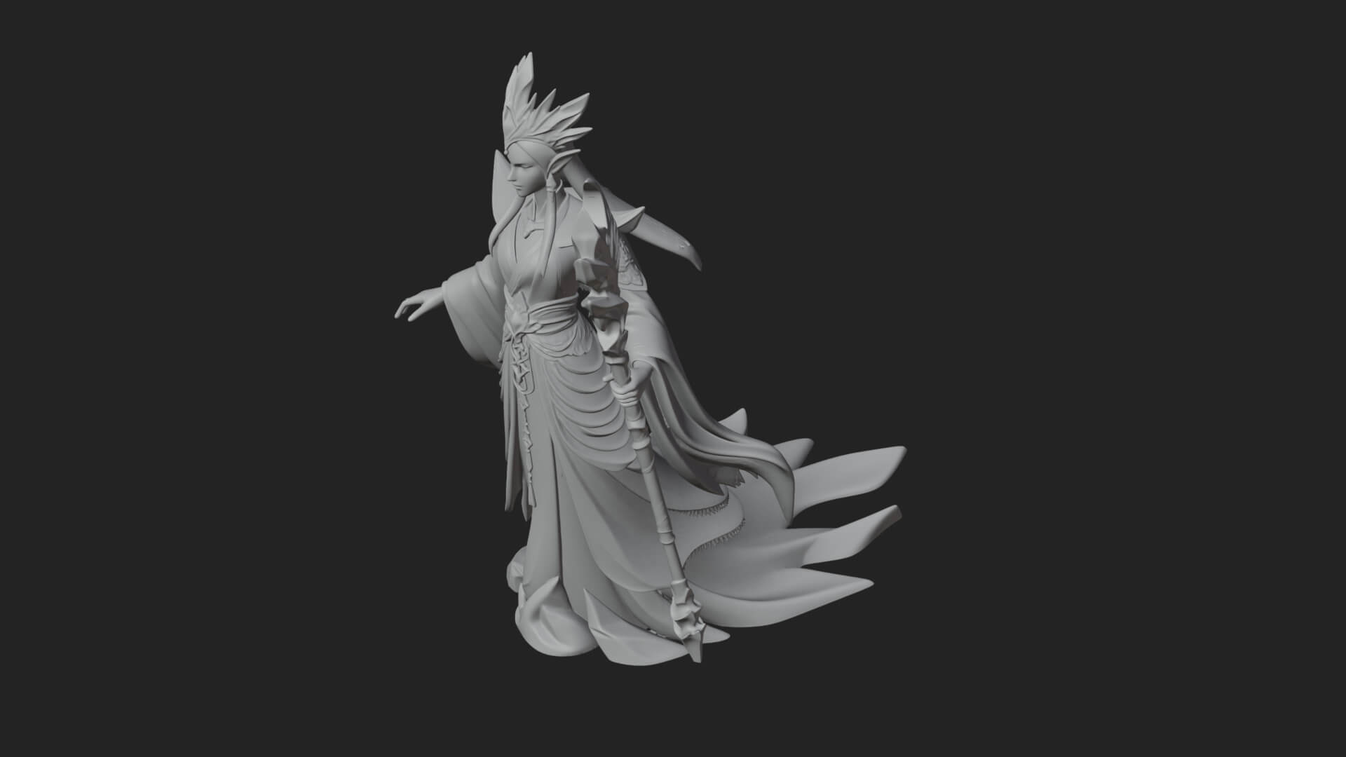 Elven Queen Statue Design 8 3D Print Model 3D Model
