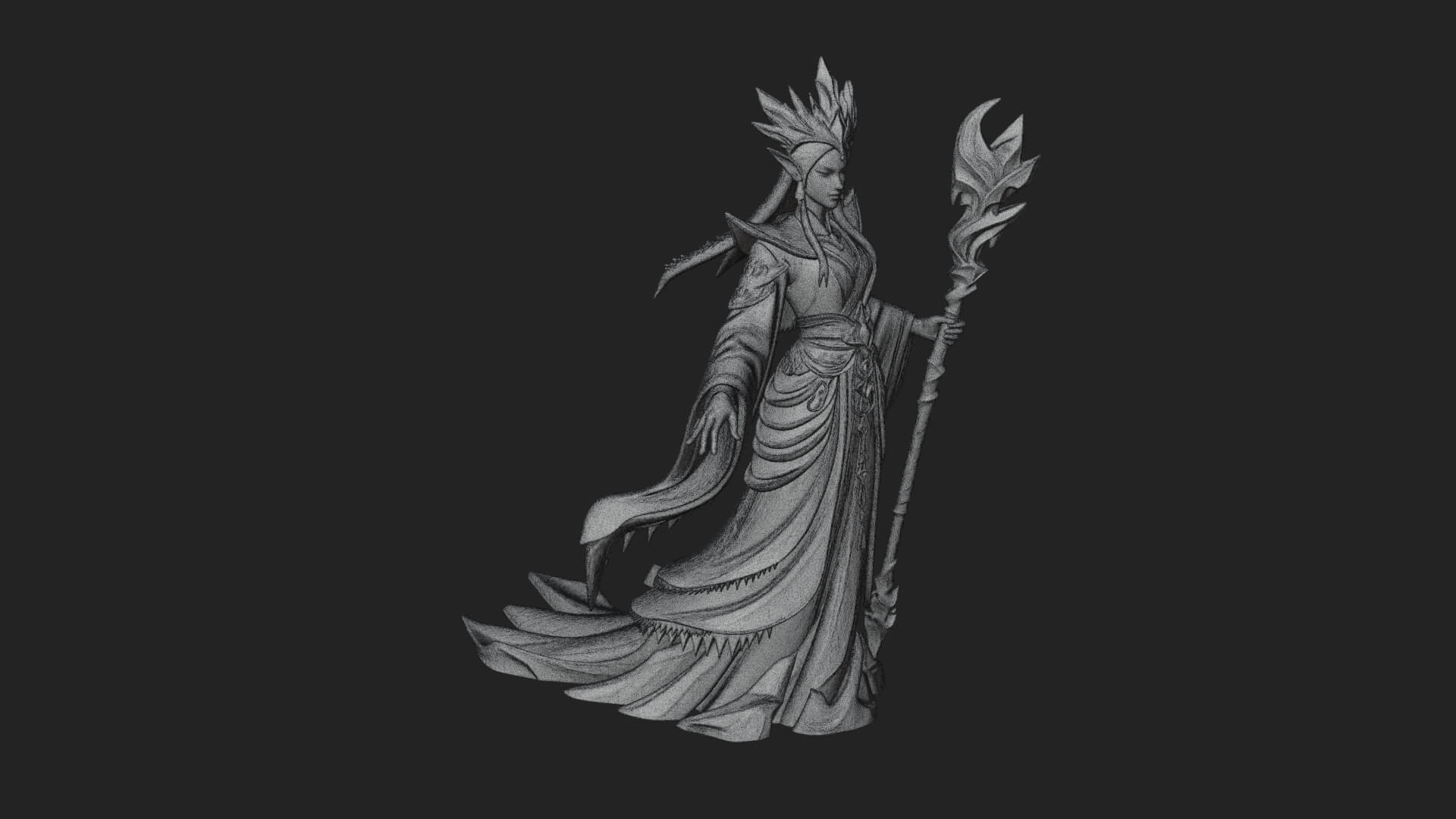Elven Queen Statue Design 8 3D Print Model 3D Model