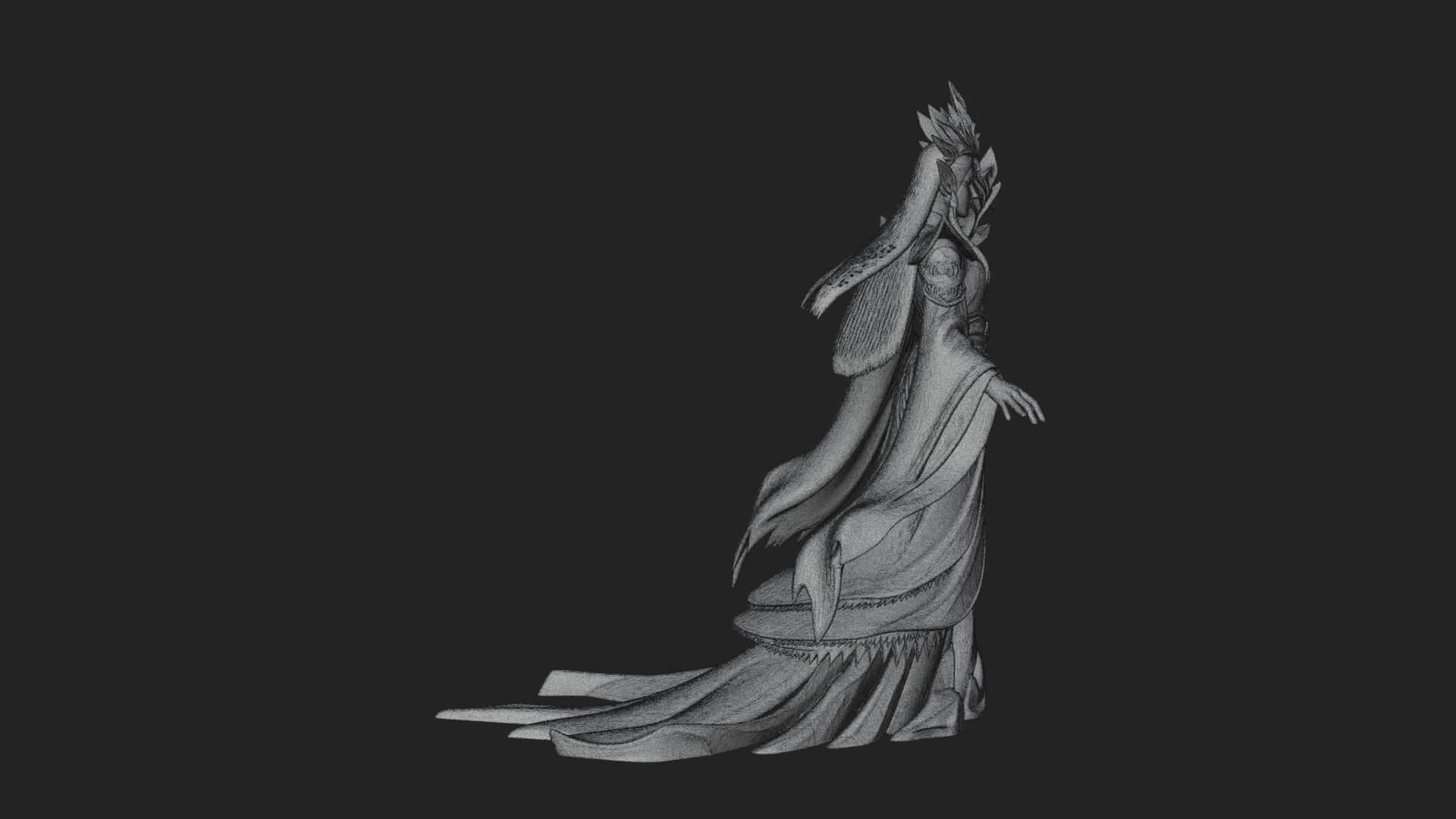Elven Queen Statue Design 8 3D Print Model 3D Model