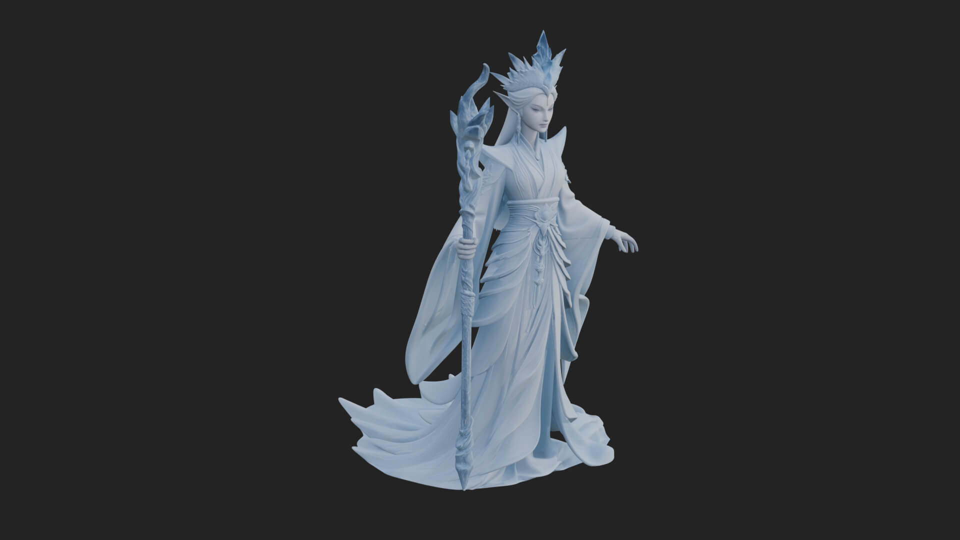 Elven Queen Statue Design 9 3D Print Model 3D Model