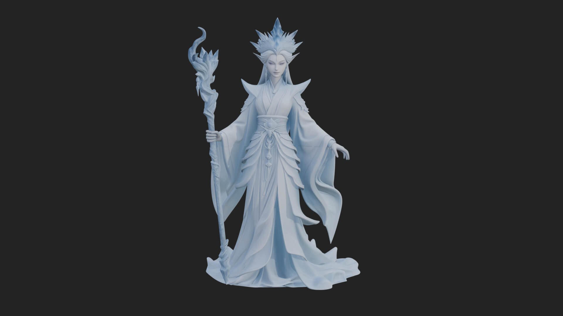 Elven Queen Statue Design 9 3D Print Model 3D Model