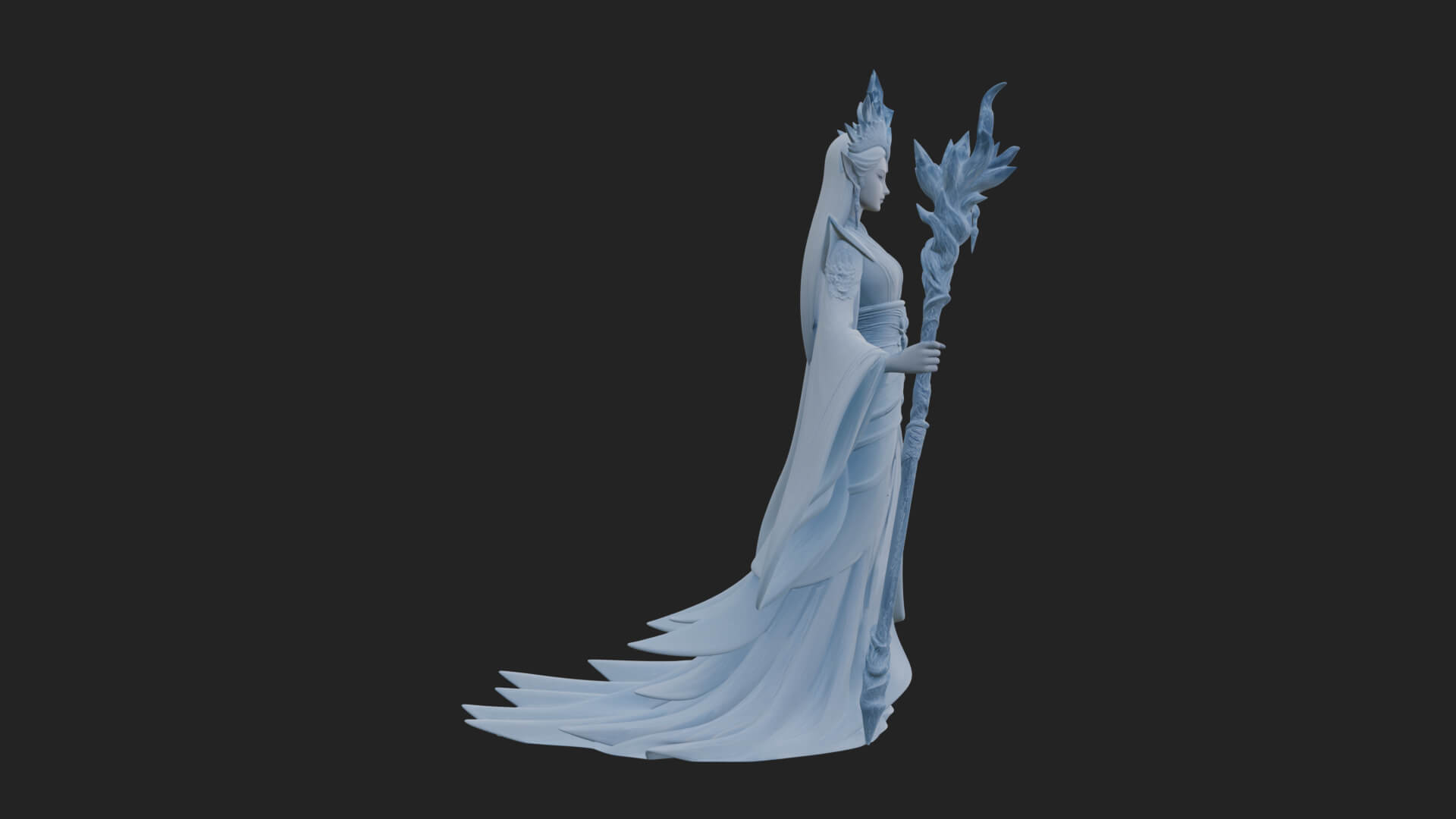 Elven Queen Statue Design 9 3D Print Model 3D Model