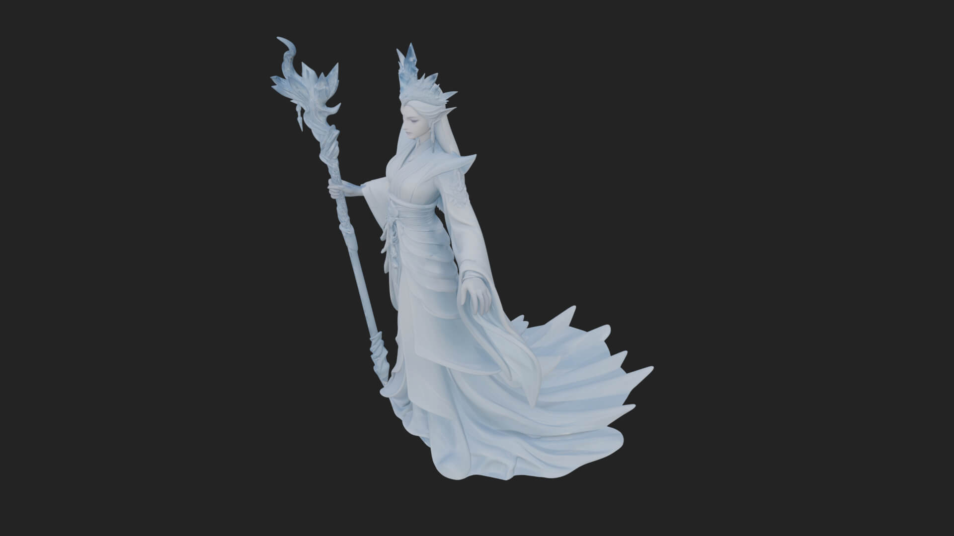 Elven Queen Statue Design 9 3D Print Model 3D Model