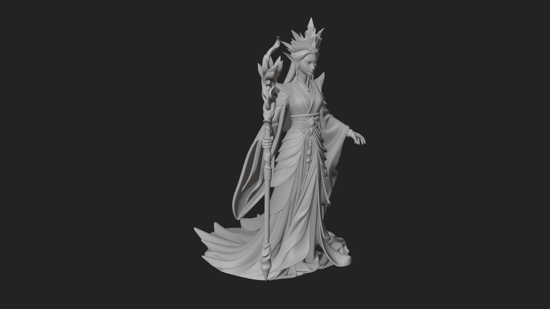 Elven Queen Statue Design 9 3D Print Model 3D Model