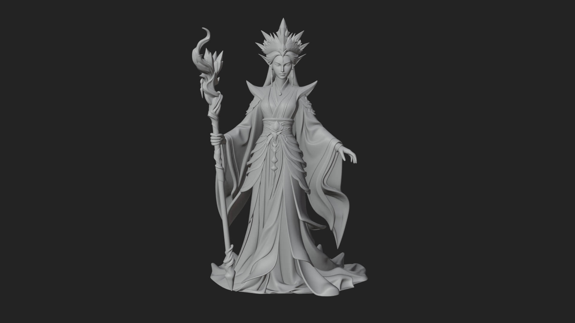 Elven Queen Statue Design 9 3D Print Model 3D Model