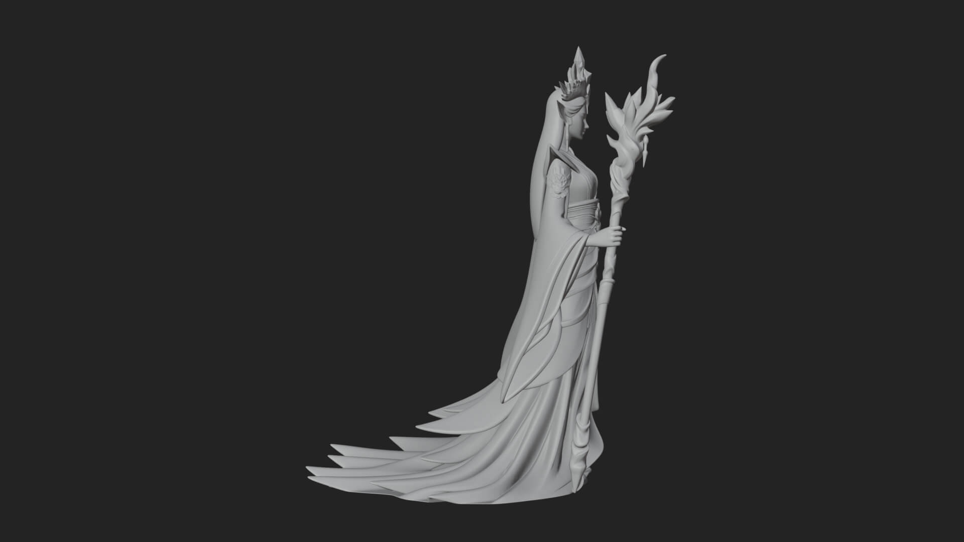 Elven Queen Statue Design 9 3D Print Model 3D Model