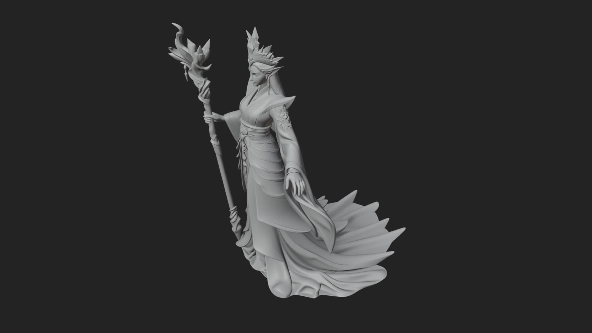 Elven Queen Statue Design 9 3D Print Model 3D Model