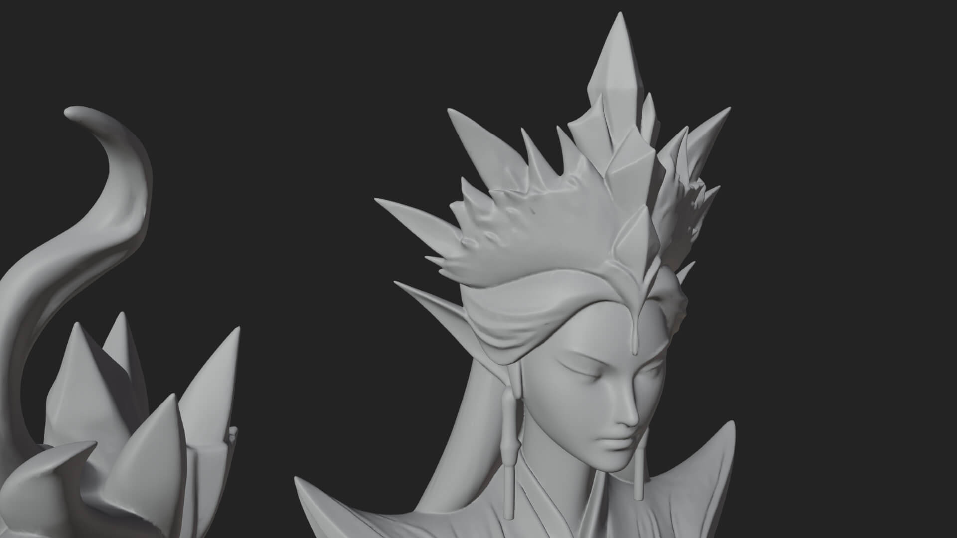 Elven Queen Statue Design 9 3D Print Model 3D Model