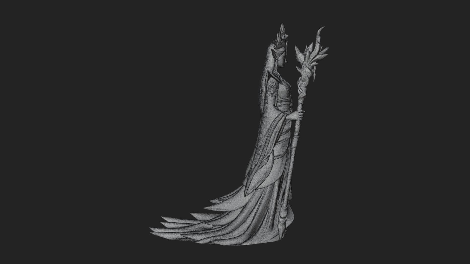 Elven Queen Statue Design 9 3D Print Model 3D Model