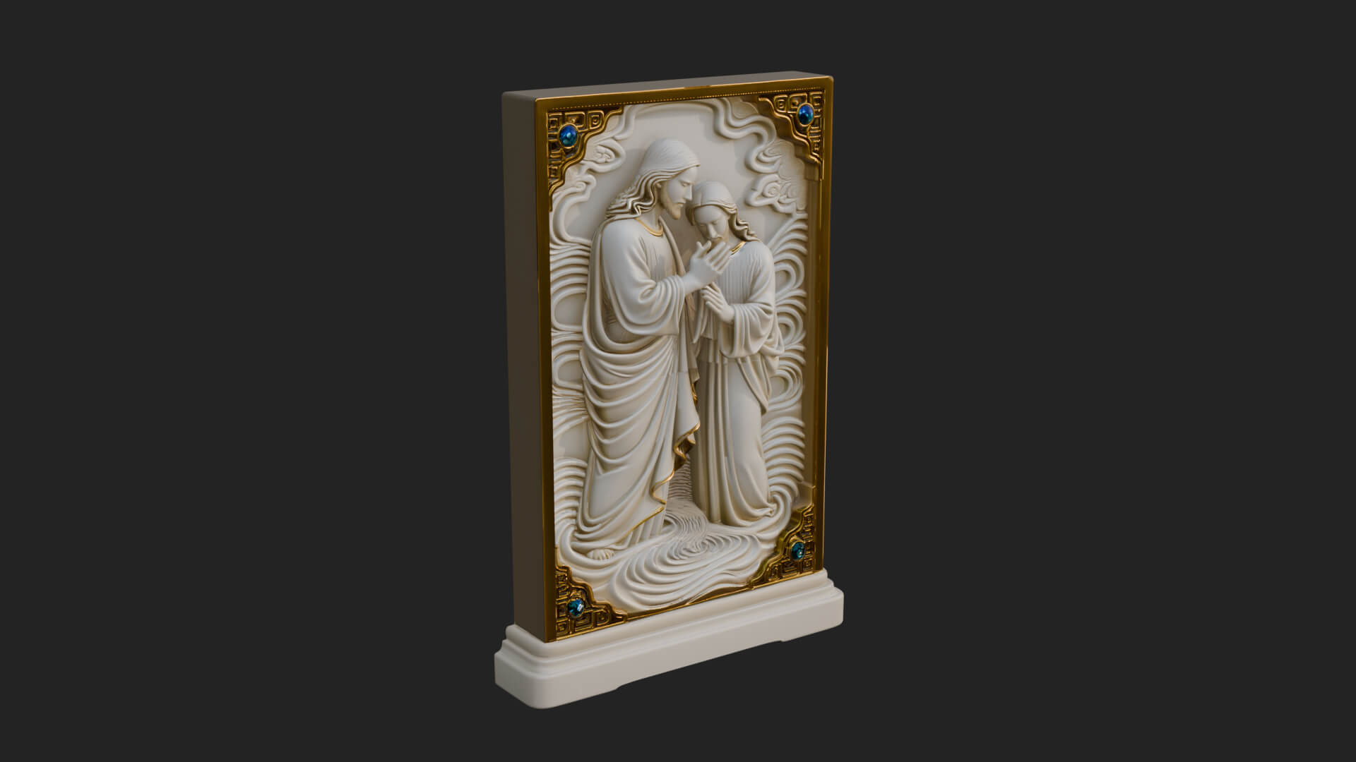 Embracing Couple Relief Plaque Design 1 3D Print Model 3D Model