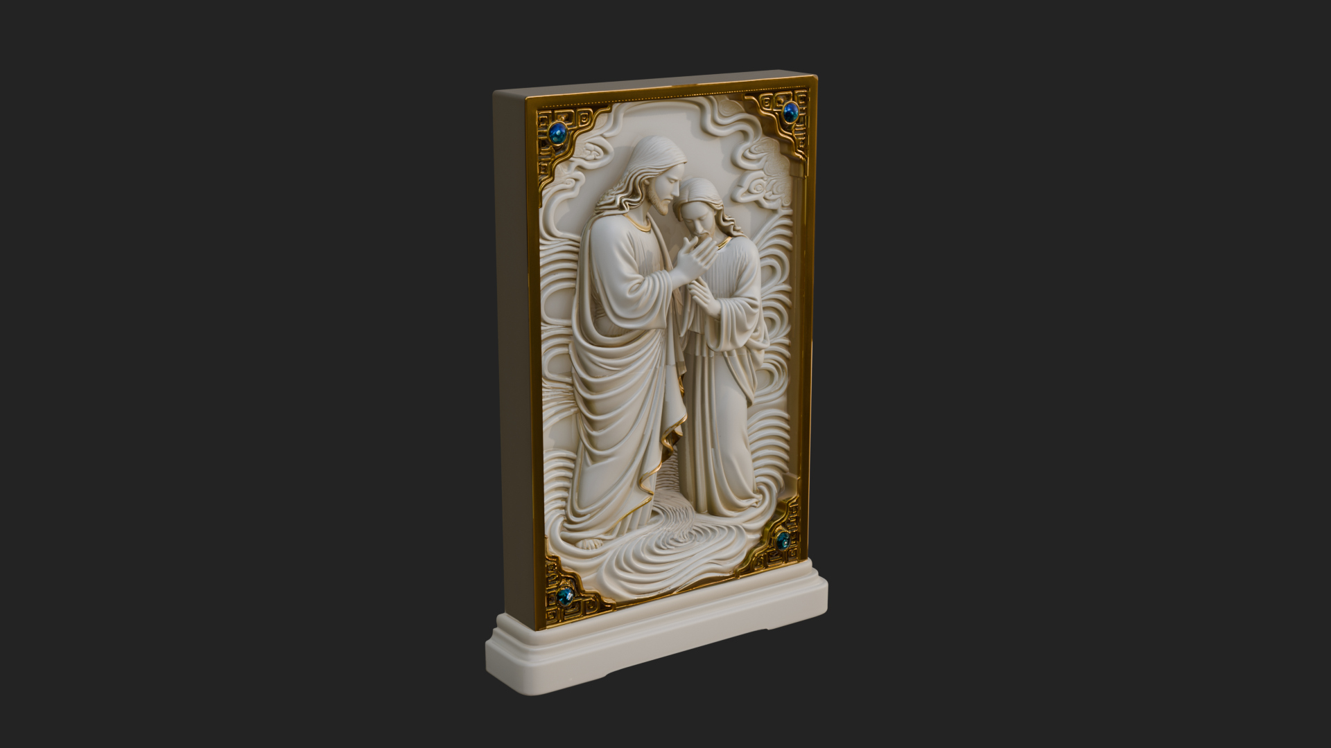 Embracing Couple Relief Plaque Design 1 3D Print Model 3D Model