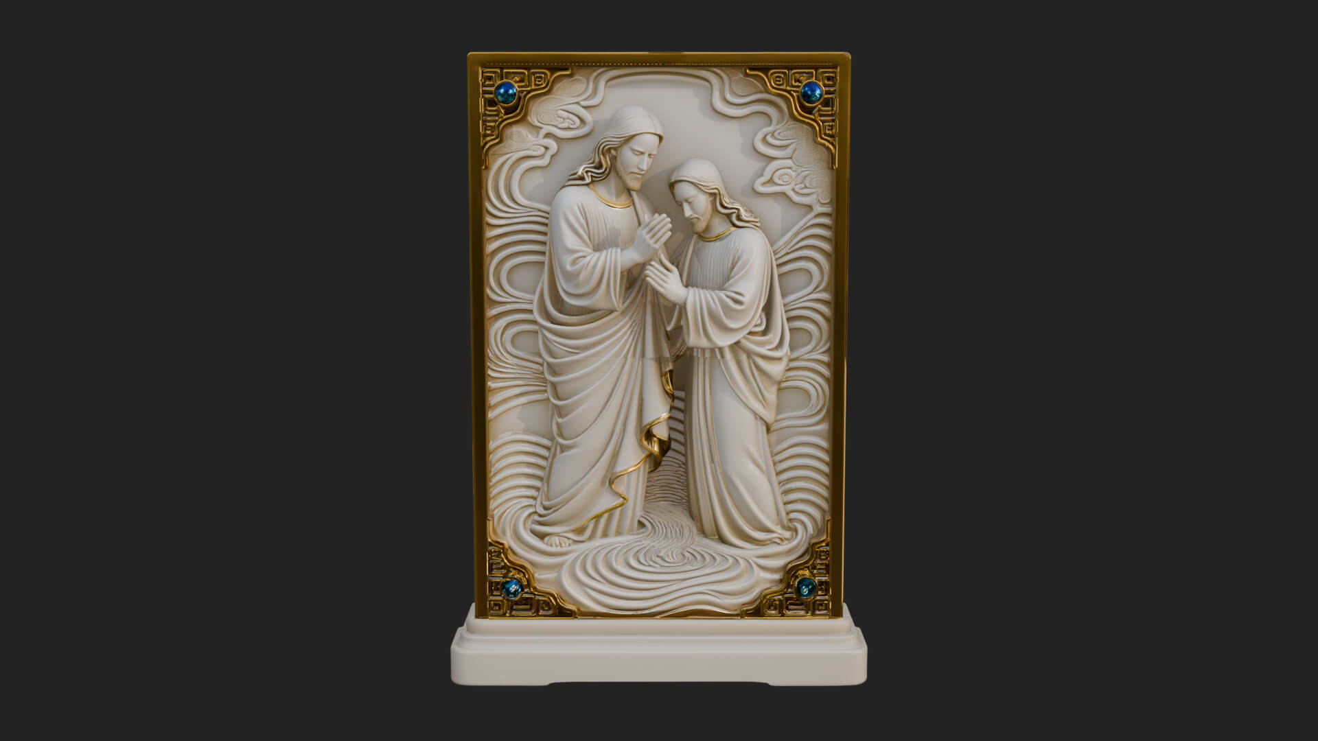 Embracing Couple Relief Plaque Design 1 3D Print Model 3D Model