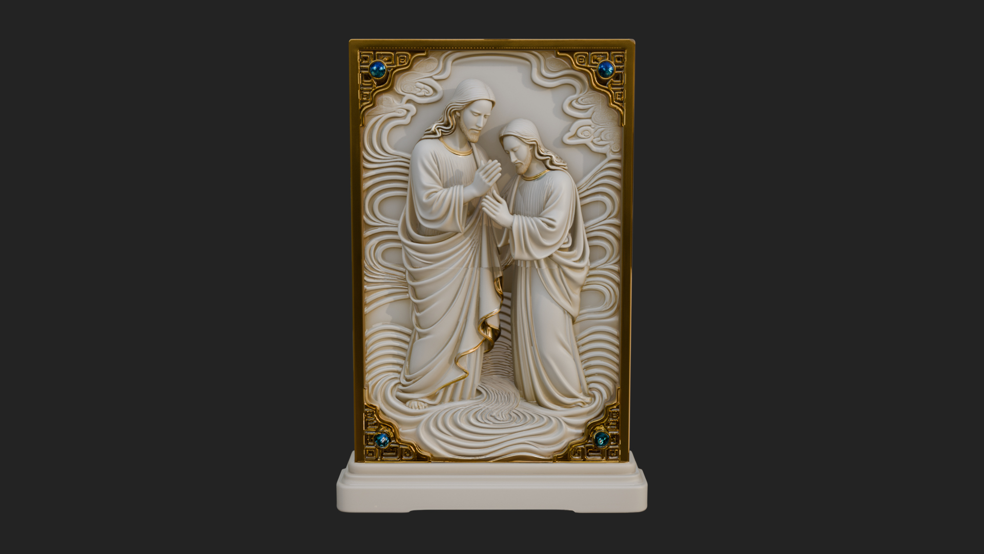 Embracing Couple Relief Plaque Design 1 3D Print Model 3D Model
