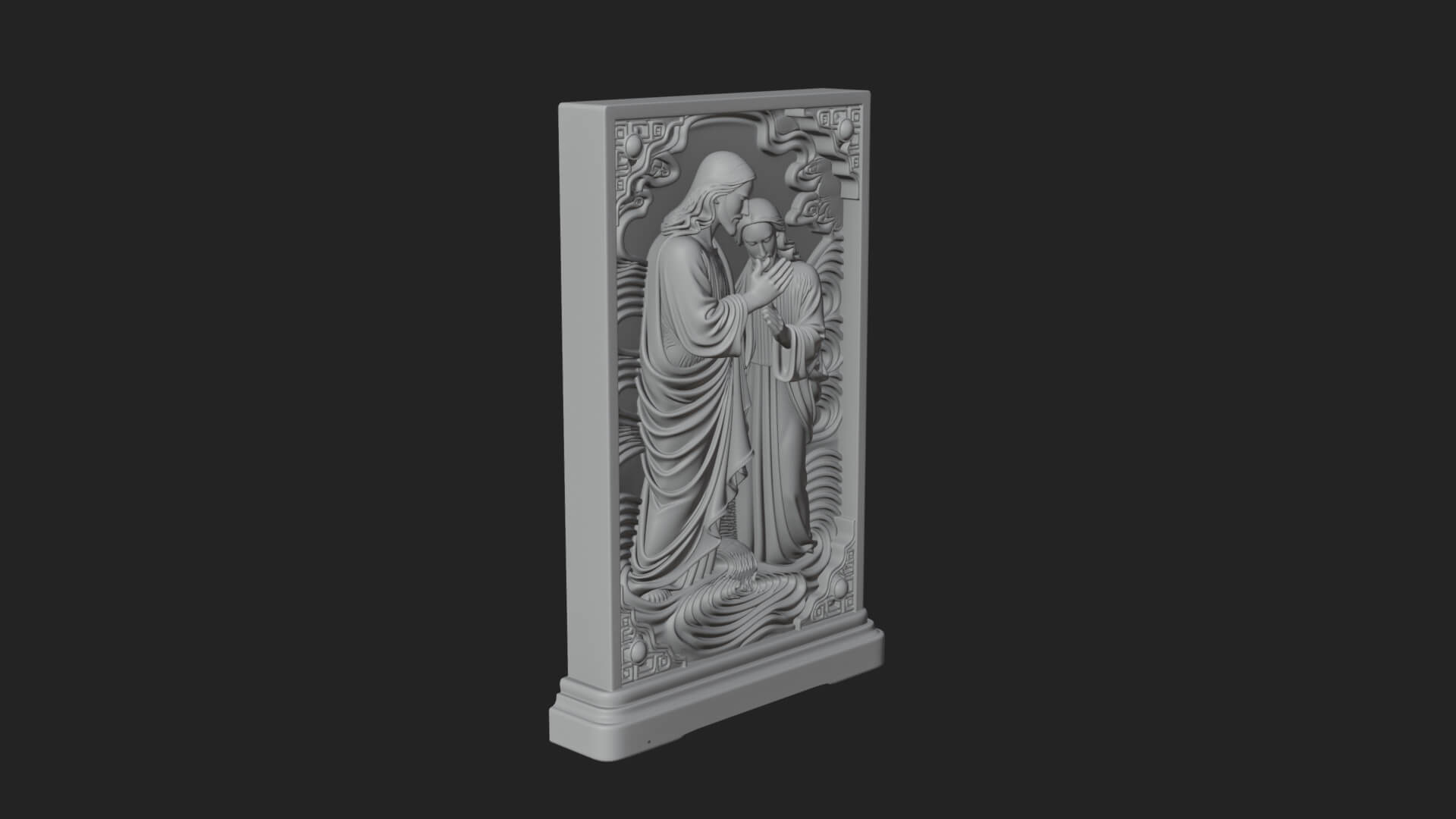 Embracing Couple Relief Plaque Design 1 3D Print Model 3D Model