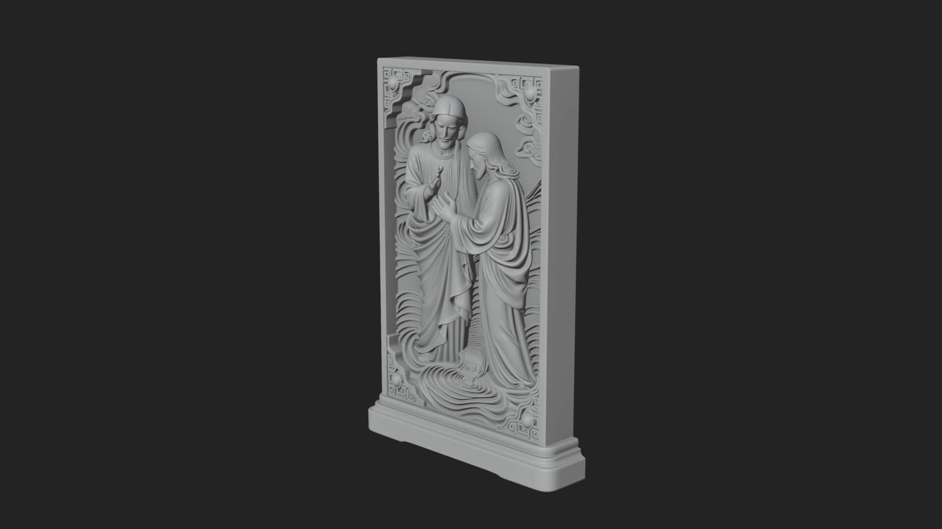 Embracing Couple Relief Plaque Design 1 3D Print Model 3D Model