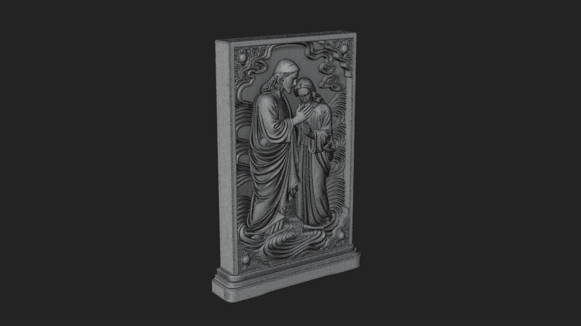 Embracing Couple Relief Plaque Design 1 3D Print Model 3D Model
