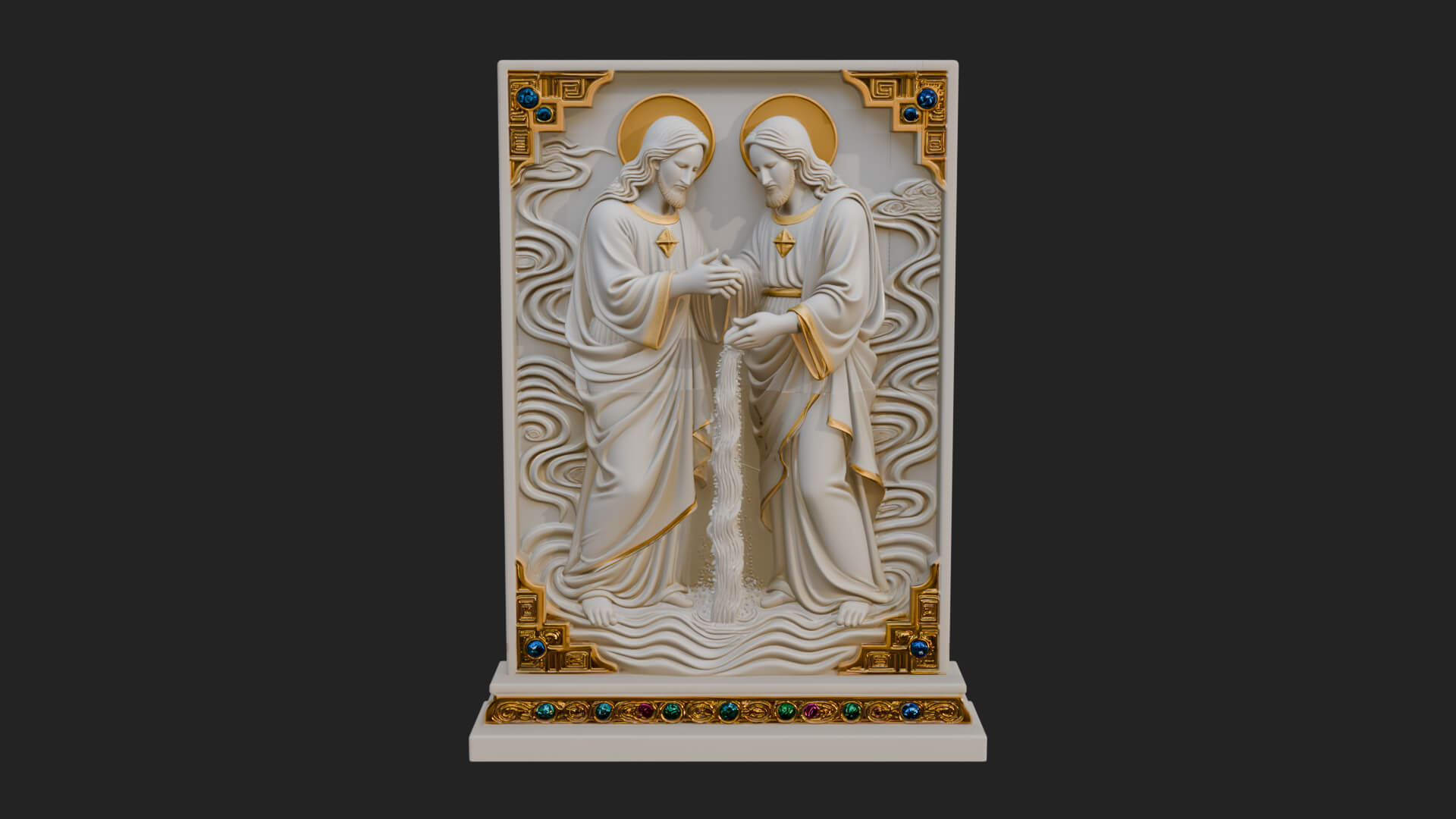 Embracing Couple Relief Plaque Design 2 3D Print Model 3D Model
