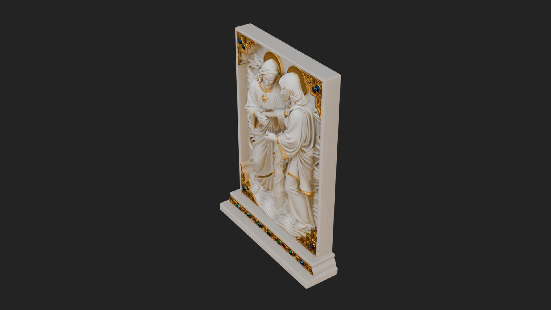 Embracing Couple Relief Plaque Design 2 3D Print Model 3D Model