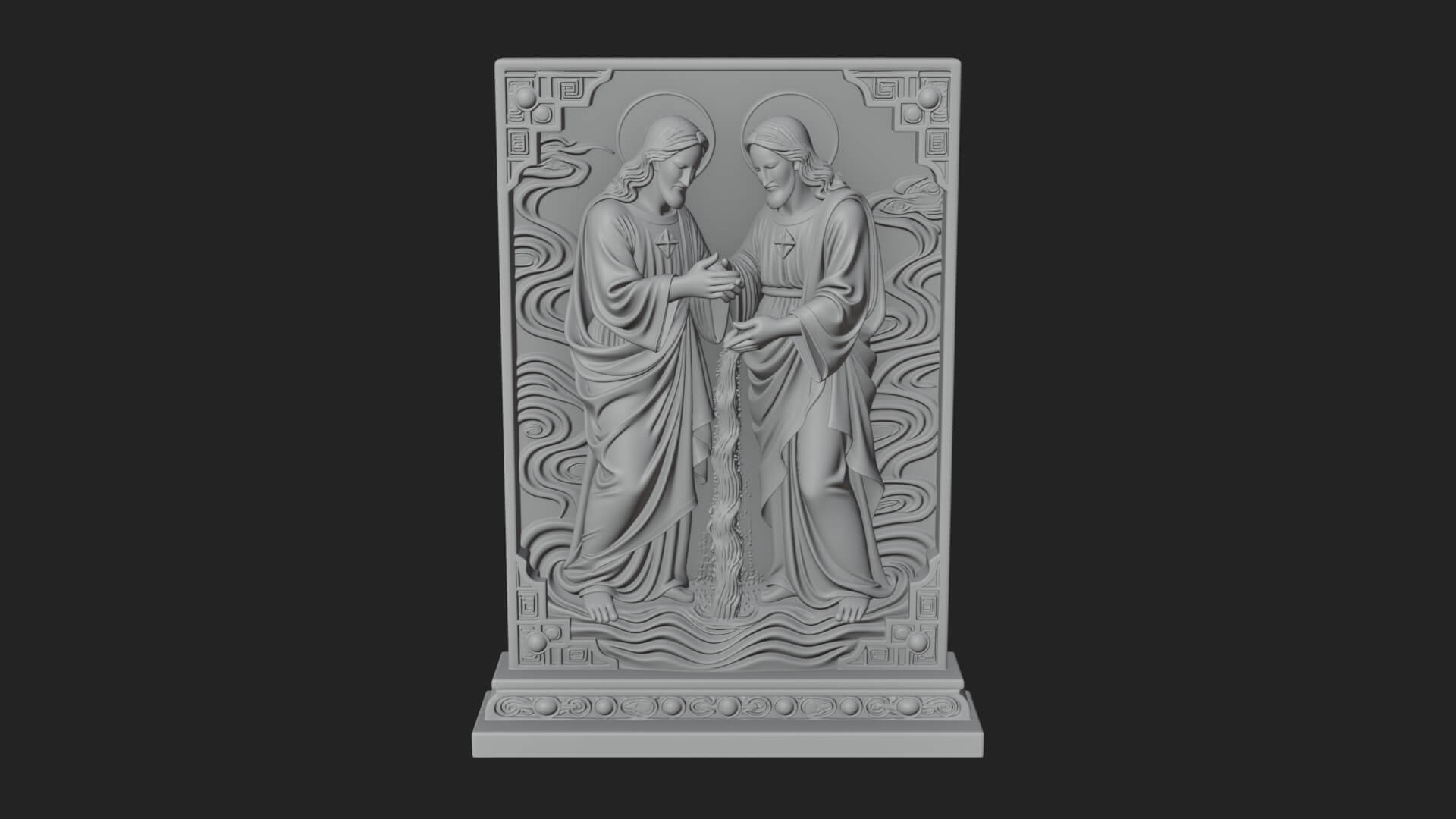 Embracing Couple Relief Plaque Design 2 3D Print Model 3D Model