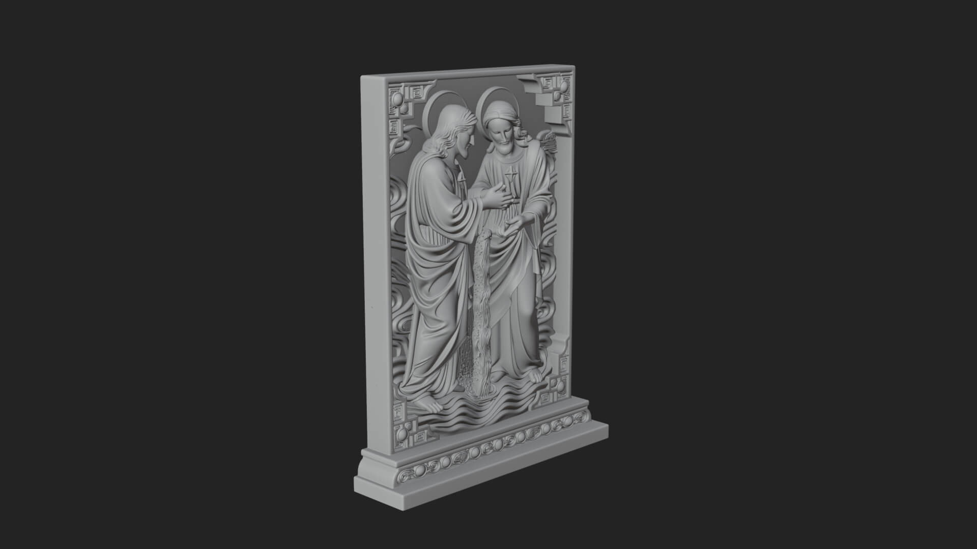 Embracing Couple Relief Plaque Design 2 3D Print Model 3D Model