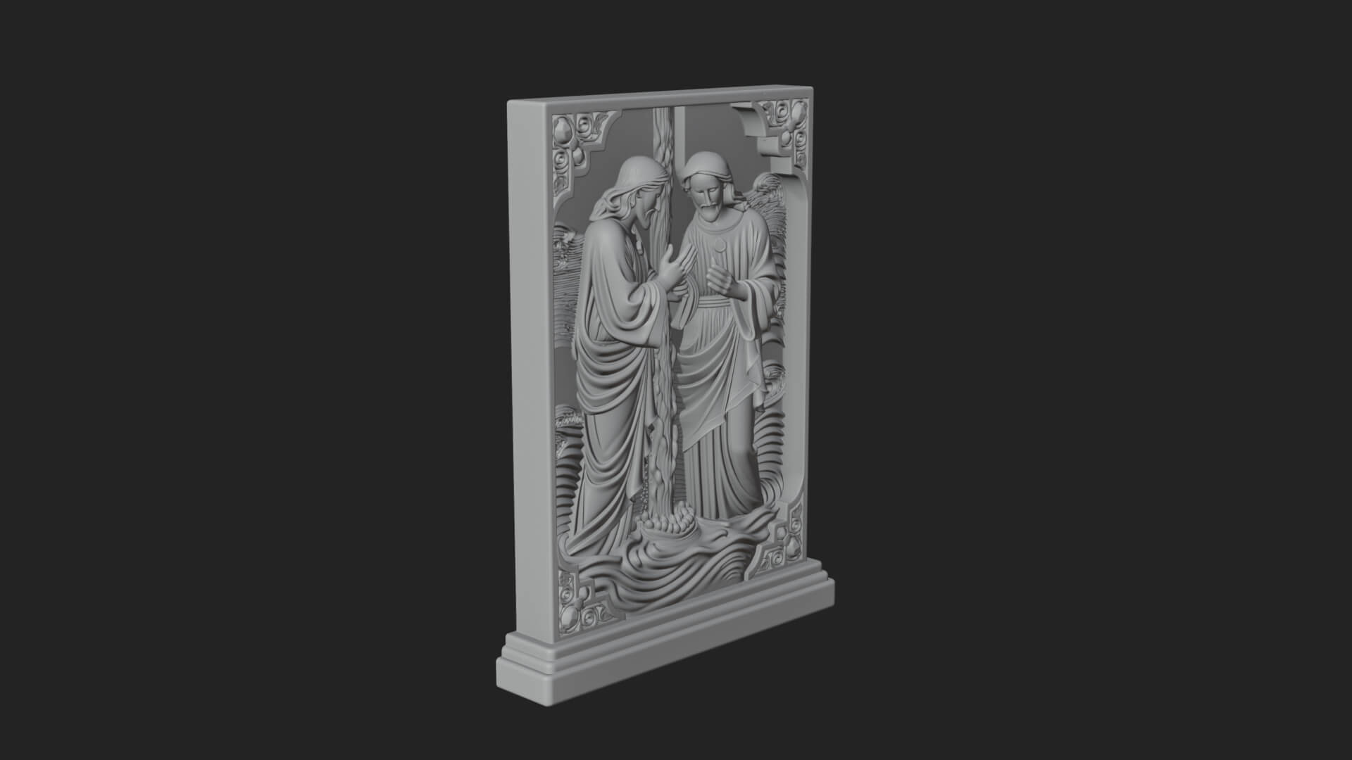 Embracing Couple Relief Plaque Design 3 3D Print Model 3D Model