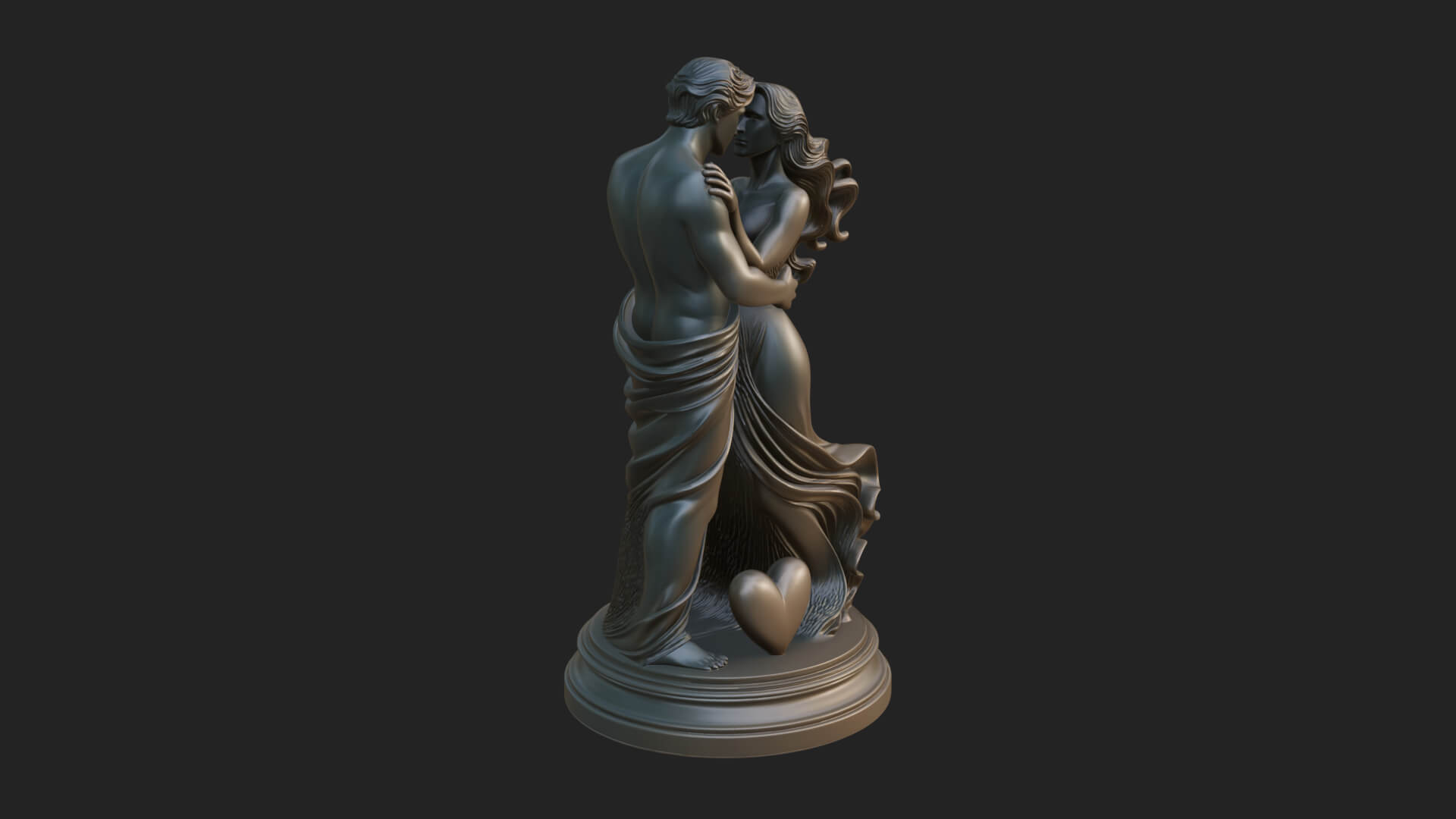 Embracing Lovers Couple Statue Design 2 3D Print Model 3D Model