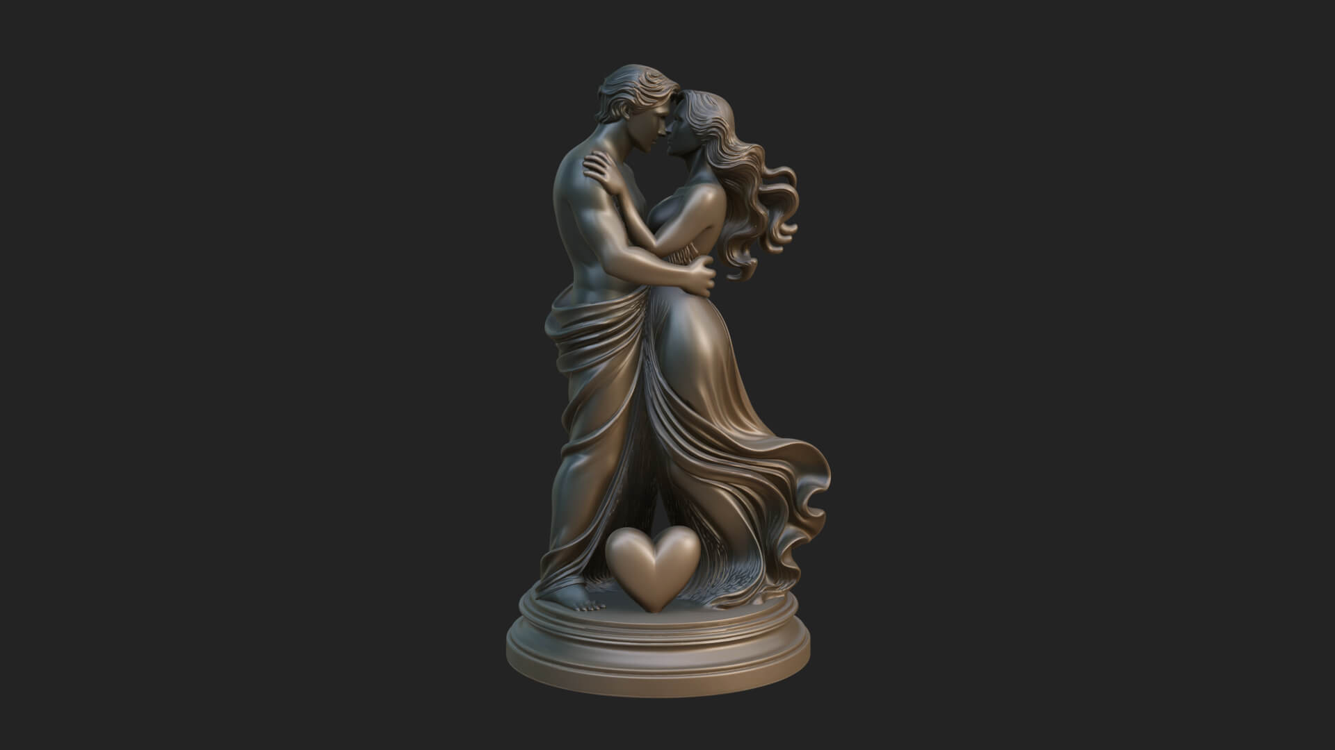 Embracing Lovers Couple Statue Design 2 3D Print Model 3D Model