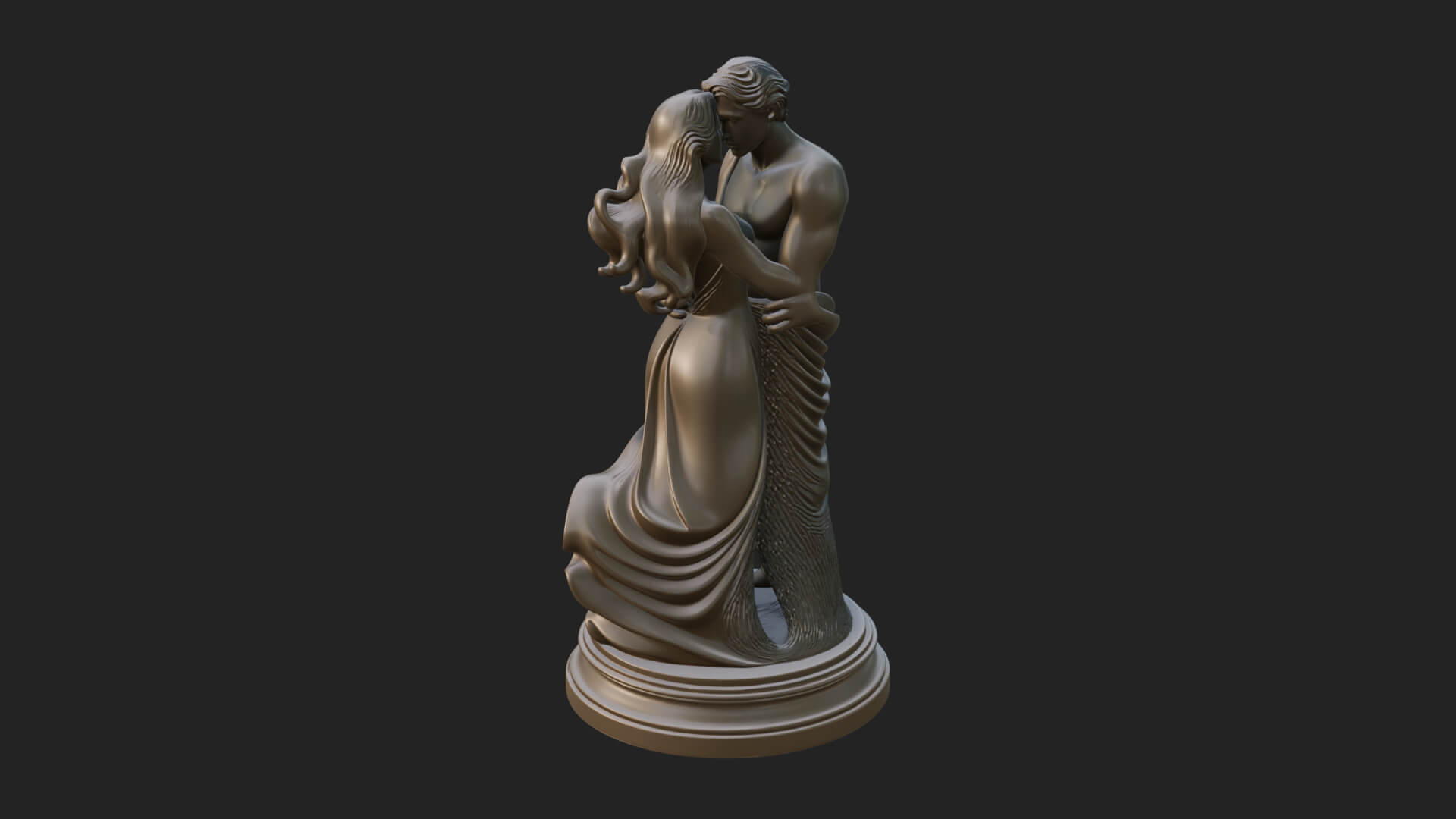 Embracing Lovers Couple Statue Design 2 3D Print Model 3D Model